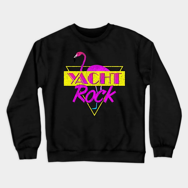 Yacht Rock Party Boat Drinking Stuff 80s Faded Crewneck Sweatshirt by Vector Deluxe